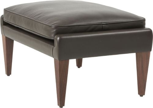 GUBI V11 Ottoman H: 35 cm Fully Upholstered - Solid American Walnut/Smooth Leather Coffee
