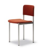 Bild von Fredericia Furniture 3414 Plan Vollgepolsterter Stuhl SH: 45 cm – Gentle 373/Gebürsteter Stahl