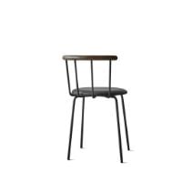 Bild von Eberhart Furniture Babette Esszimmerstuhl SH: 47 cm – Schwarz gepolstertes anthrazitfarbenes Leder