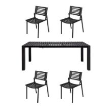 Bild von Mindo 111 Esstischverlängerung 162x90 cm m. 4 Mindo 112 Stühle – Dunkelgrau
