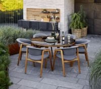 Bild von Cane-line Outdoor Aspect Esstisch Ø: 144 cm - Teak/Fossil Grey Keramik