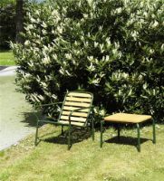 Bild von Normann Copenhagen Outdoor Vig Robinie Sessel SH: 41 cm – Dunkelgrün/Geöltes Holz