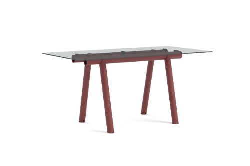 HAY Boa Table 1100 280x110x105 cm - Barn Red/Clear Glass