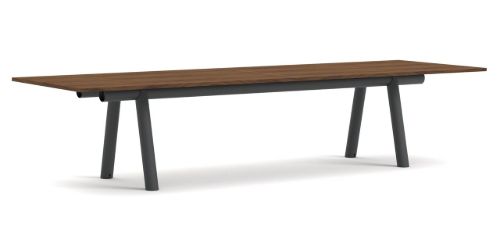 HAY Boa Table 1100 350x110x75 cm - Charcoal/Walnut Laquered Veneer