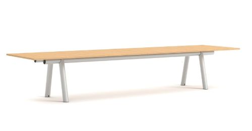 HAY Boa Table 1100 420x128x75 cm - Metallic Grey/Oak Lacquered Veneer