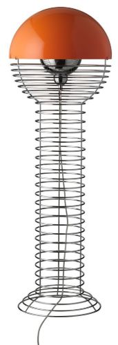 Verpan Wire Floor Lamp H: 120 cm - Chrome/Orange 