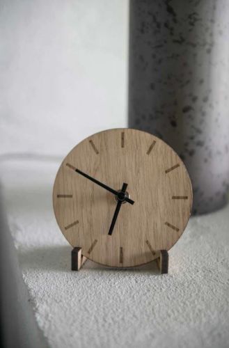 Hemverk Wanduhr Ø: 12 cm – Eiche hell/Schwarz