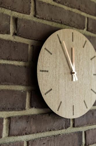 Hemverk Wanduhr Ø: 38 cm – Eiche hell/Kupfer