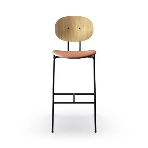 Sibast Furniture Piet Hein Bar Chair  Black - Oiled Oak/Silk Cognac