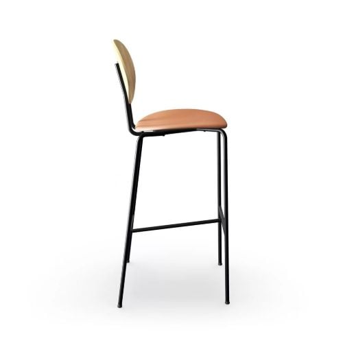 Sibast Furniture Piet Hein Barstuhl SH: 75 cm Schwarz – Eiche geölt/Seide Cognac