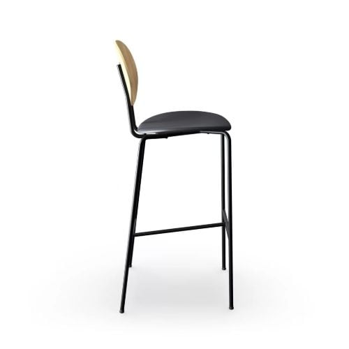 Sibast Furniture Piet Hein Barstuhl SH: 75 cm Schwarz – Eiche geölt/Massivschwarz