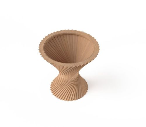 VIA Copenhagen Hyperbel Beistelltisch H: 47 cm – Eiche Weißöl/Bronzeglas