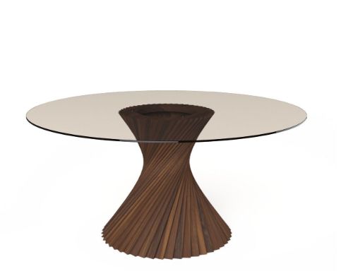 VIA Copenhagen Hyperbel Couchtisch Ø: 100 cm – Räuchereiche/Klarglas