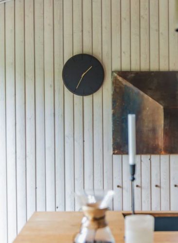 Hemverk Wanduhr Ø: 28 cm – Dunkle Eiche/Kupfer