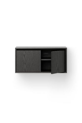 New Works Schrank niedrig m. Türen 38,4x79 cm – Esche schwarz