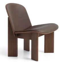 Bild von HAY Chisel Lounge Chair Polstret SH: 39 cm – Schwarz lackierte Eiche/Sense Leder Dunkelbraun