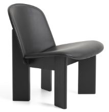 Bild von HAY Chisel Lounge Chair Polstret SH: 39 cm – Schwarz lackierte Eiche/Sense Leder Schwarz