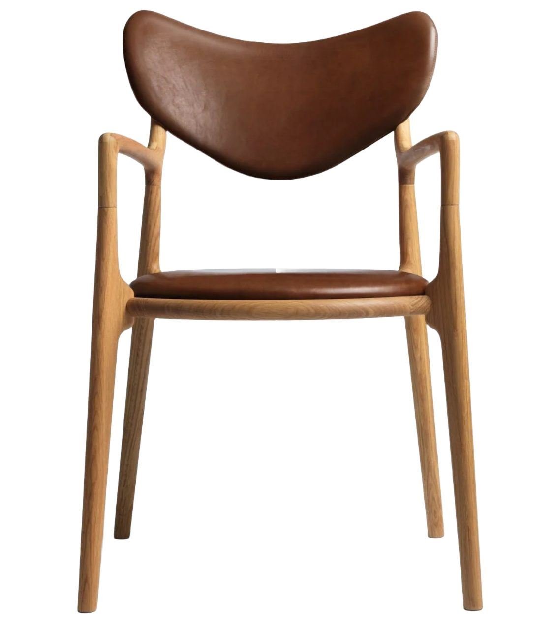 Bild von Ro Collection Salon Esszimmerstuhl, Rückenlehne und Sitz gepolstert, SH: 47 cm – Eiche/Vacona Cognac