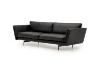 Bild von Mogens Hansen MH GRASP L Sofa L: 223 cm – Schwarzes Baltique-Luxusleder/Runde Beine aus gebürstetem Stahl