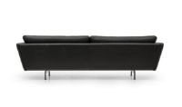 Bild von Mogens Hansen MH GRASP L Sofa L: 223 cm – Schwarzes Baltique-Luxusleder/Runde Beine aus gebürstetem Stahl