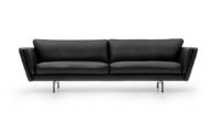 Bild von Mogens Hansen MH GRASP XL Sofa L: 243 cm – Schwarzes Baltique-Luxusleder/Runde Beine aus gebürstetem Stahl