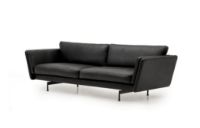 Bild von Mogens Hansen MH GRASP XL Sofa L: 243 cm – Schwarzes Baltique-Luxusleder/Runde Beine aus gebürstetem Stahl