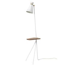 Bild von Warm Nordic Cone Stehlampe mit Tisch H: 144 cm – Klarweiß/Teak