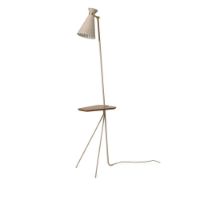 Bild von Warme nordische Kegel-Stehlampe mit Tisch H: 144 cm – reines Kaschmir/Teak