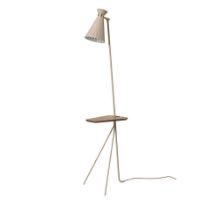 Bild von Warme nordische Kegel-Stehlampe mit Tisch H: 144 cm – reines Kaschmir/Teak