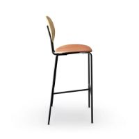 Bild von Sibast Furniture Piet Hein Barstuhl SH: 75 cm Schwarz – Eiche geölt/Seide Cognac