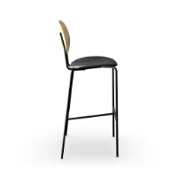 Bild von Sibast Furniture Piet Hein Barstuhl SH: 75 cm Schwarz – Eiche geölt/Massivschwarz