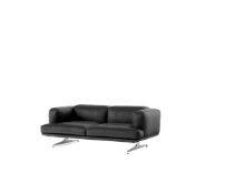 Bild von &Tradition Inland AV22 Sofa SH: 40 cm – Edles schwarzes Leder/poliertes Aluminium
