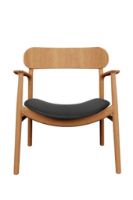 Bild von Bent Hansen Asger Lounge Chair M. Polsterung H: 77,5 cm – Geölte Eiche/Zenso2 207 Schwarzes Leder