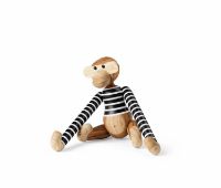 Bild von Kay Bojesen x Nørgaard Paa Strøget Monkey Small H: 18,5 cm – Schwarz/Weiß/Geöltes Teak LIMITED EDITION OUTLET