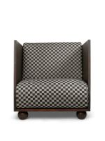 Bild von Ferm Living Rum Lounge Chair Check H: 84 cm - Dunkel gebeizt/Sand/Schwarz