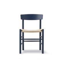 Bild von Fredericia Furniture 3239 J39 Mogensen Esszimmerstuhl SH: 46 cm – Indigoblaue Buche/Naturgeflecht