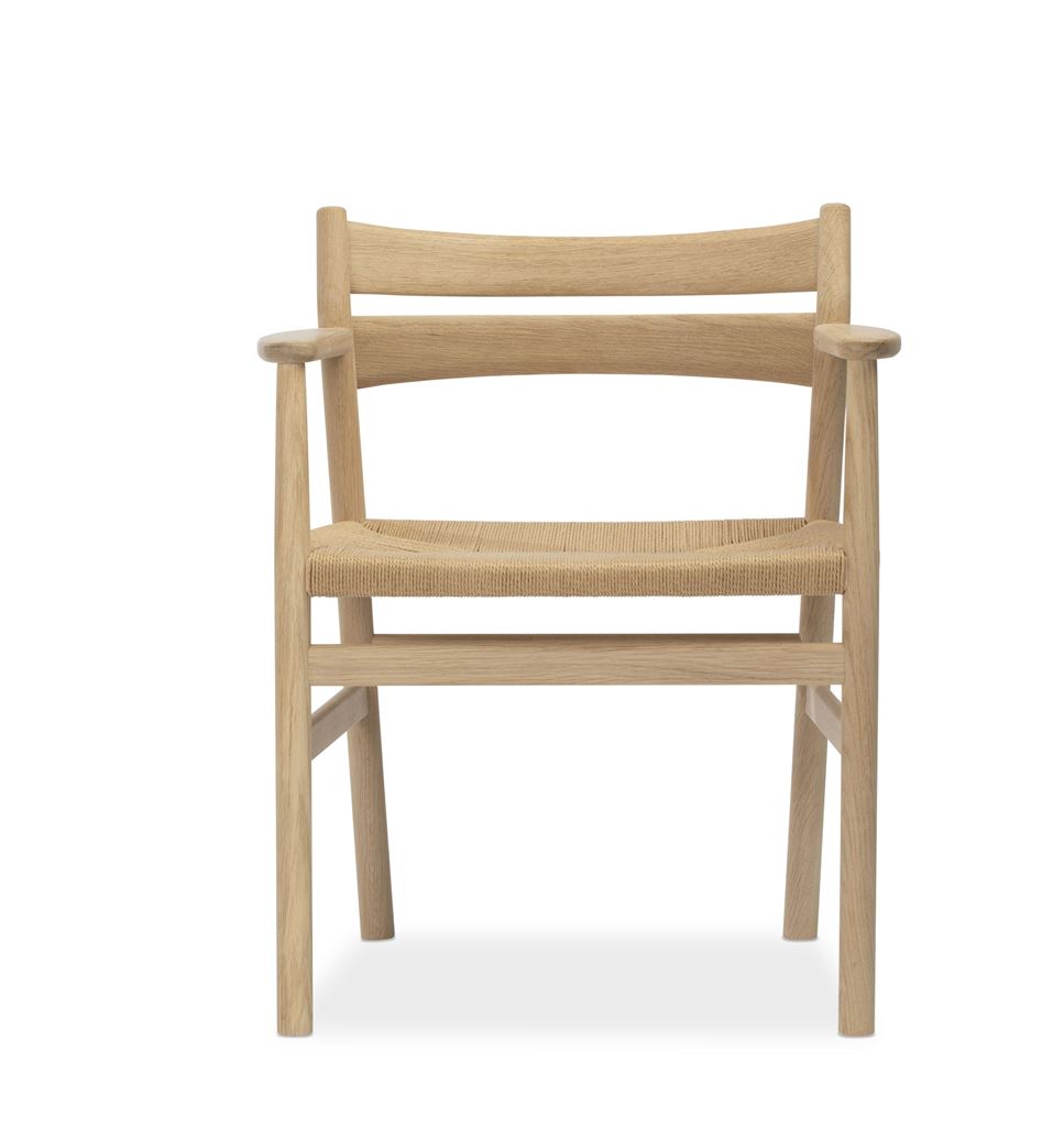 Bild von Bernstorffsminde Møbelfabrik BM2 Sessel SH: 46 cm – Geseifte Eiche/Naturgeflecht