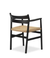 Bild von Bernstorffsminde Møbelfabrik BM2 Sessel SH: 46 cm – Schwarz lackierte Eiche/Naturgeflecht