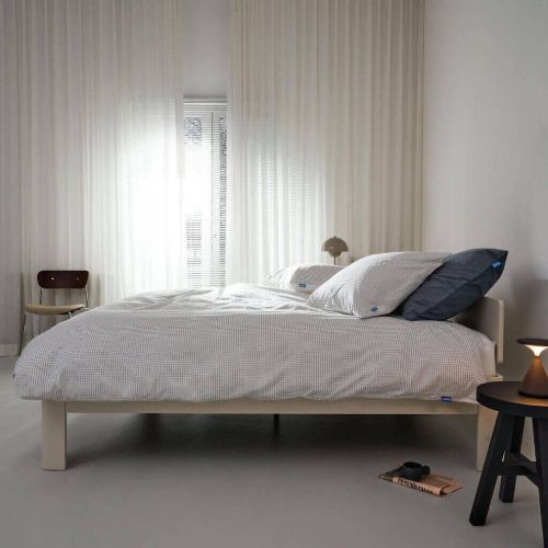Auping Casual Squares Bettwäsche 200x220 cm - Creme/Dunkelblau