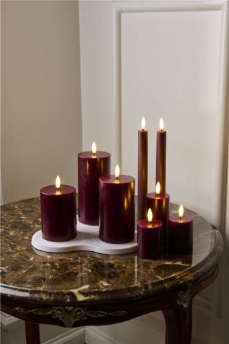 Sirius Sille Wiederaufladbares LED-Kerzenset 2-tlg. 5x6,5 cm - Bordeaux