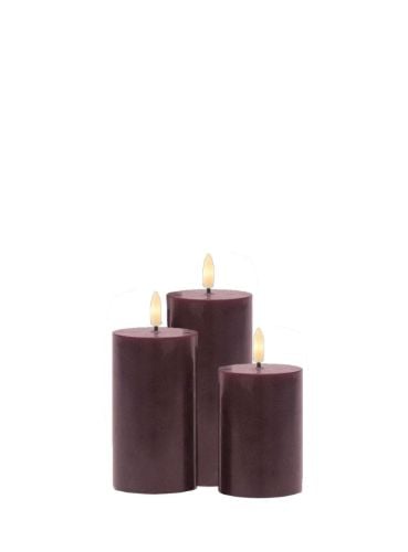 Sirius Sille Genopladelige LED Stearinlys Ø: 7,5 cm Sæt 3 stk. - Bordeaux
