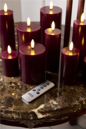 Sirius Sille Wiederaufladbare LED-Kerze Ø: 7,5 cm 3er-Set. - Bordeaux