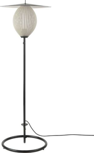 GUBI Satellite Floor Lamp H: 128 cm - Cream White Semi Matt/Black Base