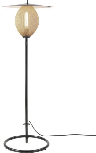 GUBI Satellite Stehleuchte H: 128 cm – Cremeweiß halbmatt/Schwarzer Sockel