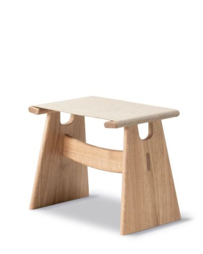 Fredericia Furniture Seto Hocker SH: 43 cm – Naturleinen/Eiche helles Öl