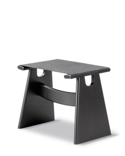 Fredericia Furniture Seto Hocker SH: 43 cm – Schwarzes Segeltuch/Eiche Schwarzer Lack