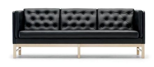 Fredericia Furniture Erik Jørgensen EJ 315-3 3 Pers. Sofa L: 210 cm - Sort Semianilin Læder/Sæbebehandlet Eg