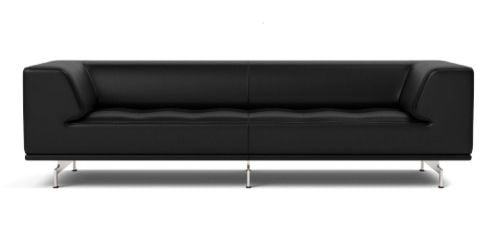 Fredericia Furniture 4511 Delphi 3 Pers. Sofa L: 240 cm - Læder Rio 01 Sort/Børstet Aluminium 