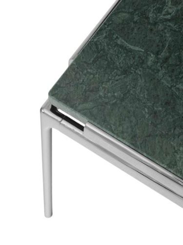 &Tradition Sett LN11 Beistelltisch 40x40 cm - Dunkler Chromrahmen/Verde Guatemala-Marmor