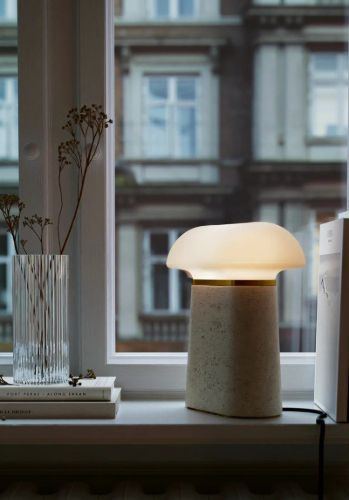 Woud Nova Tischlampe 27x13 cm – Travertin/Opal VORBESTELLUNG: Ende März 2024